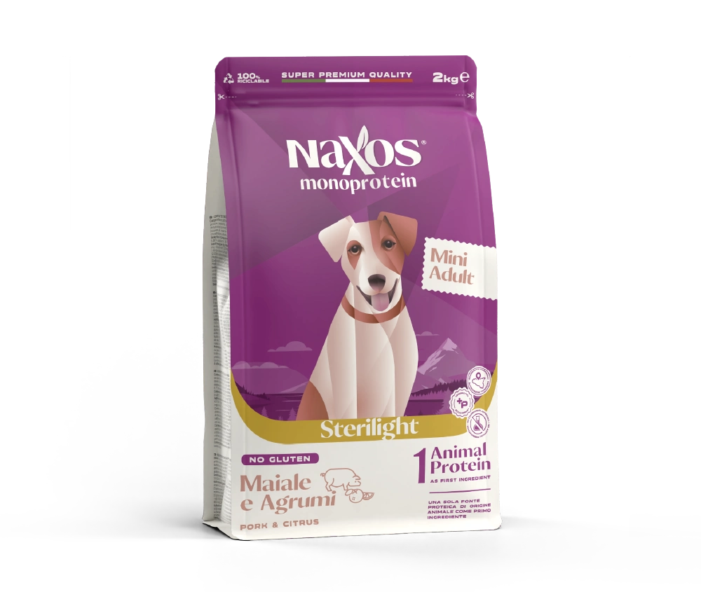 Naxos Cani Sterilight Monoprotein - Crocche maiale e agrumi, cani di taglia Piccola