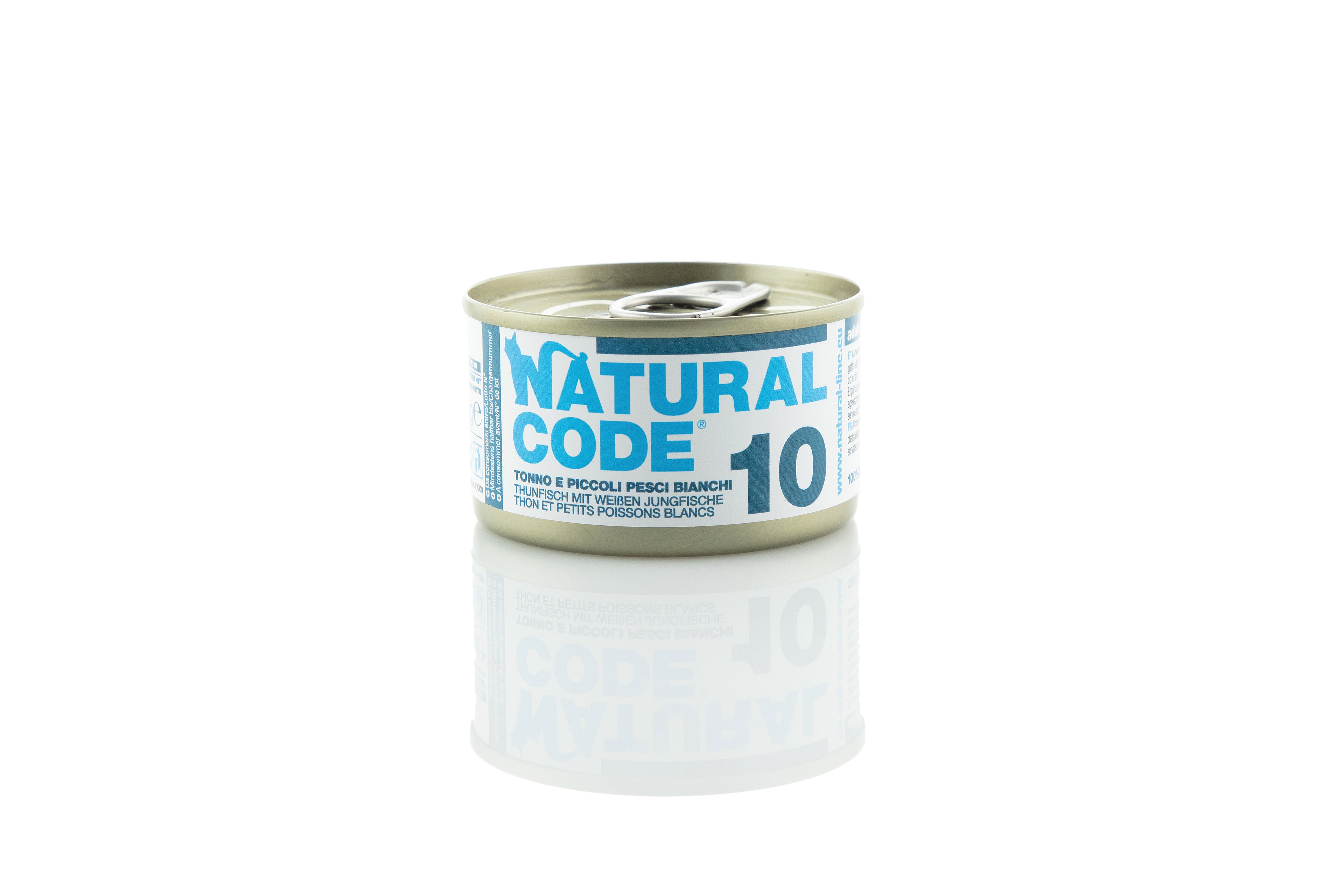 Natural Code Gatto - 10 - Tonno e piccoli pesci bianchi, 85 g