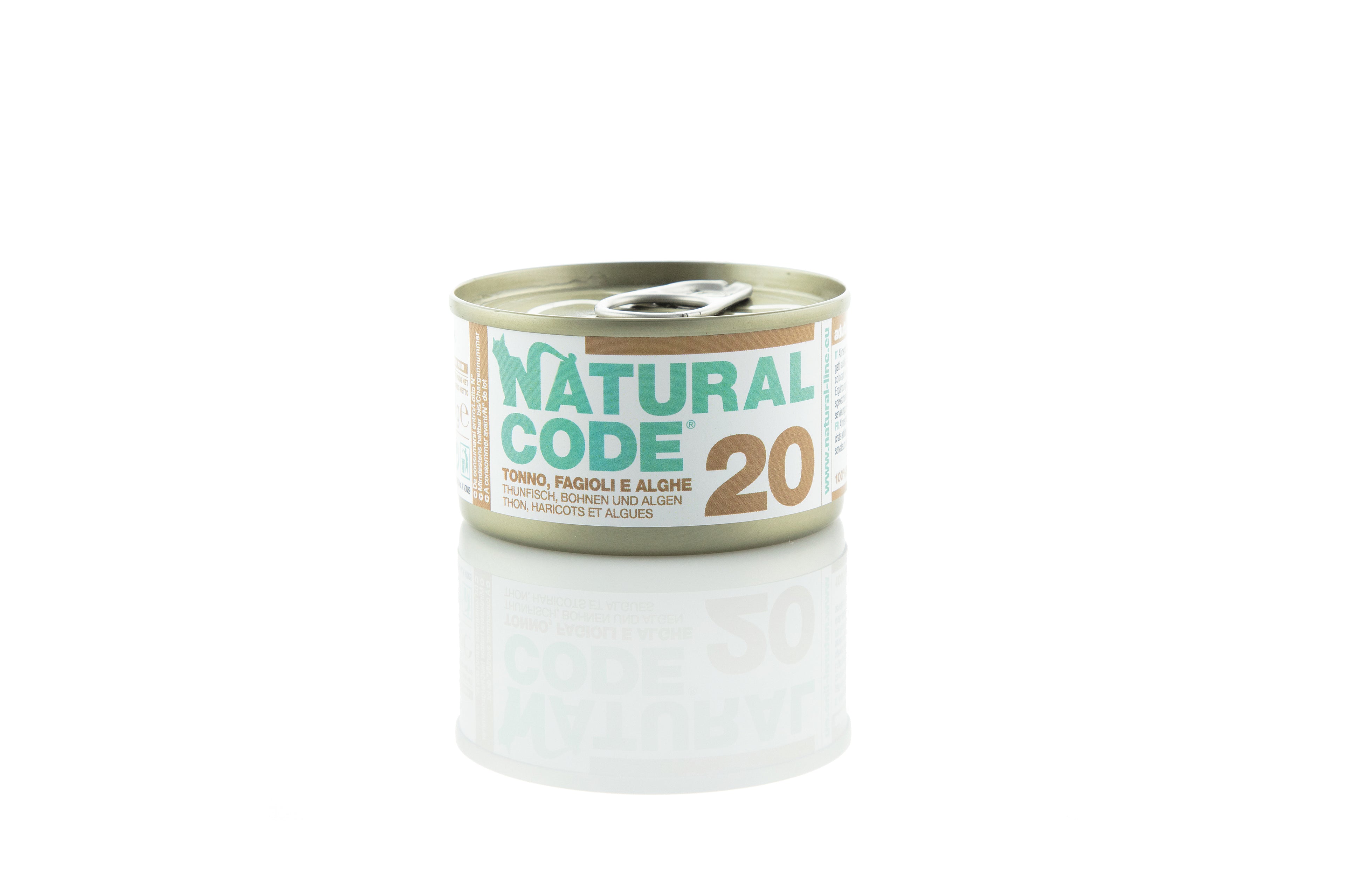 Natural Code Gatto - 20- Tonno, fagioli e alghe, 85 g