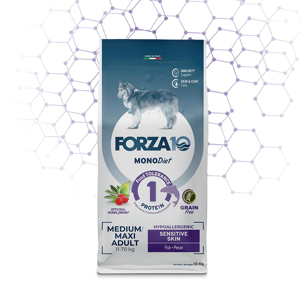 Forza10 Cani - Monodiet Medium/Maxi Adult SENSITIVE SKIN pesce - Crocchette