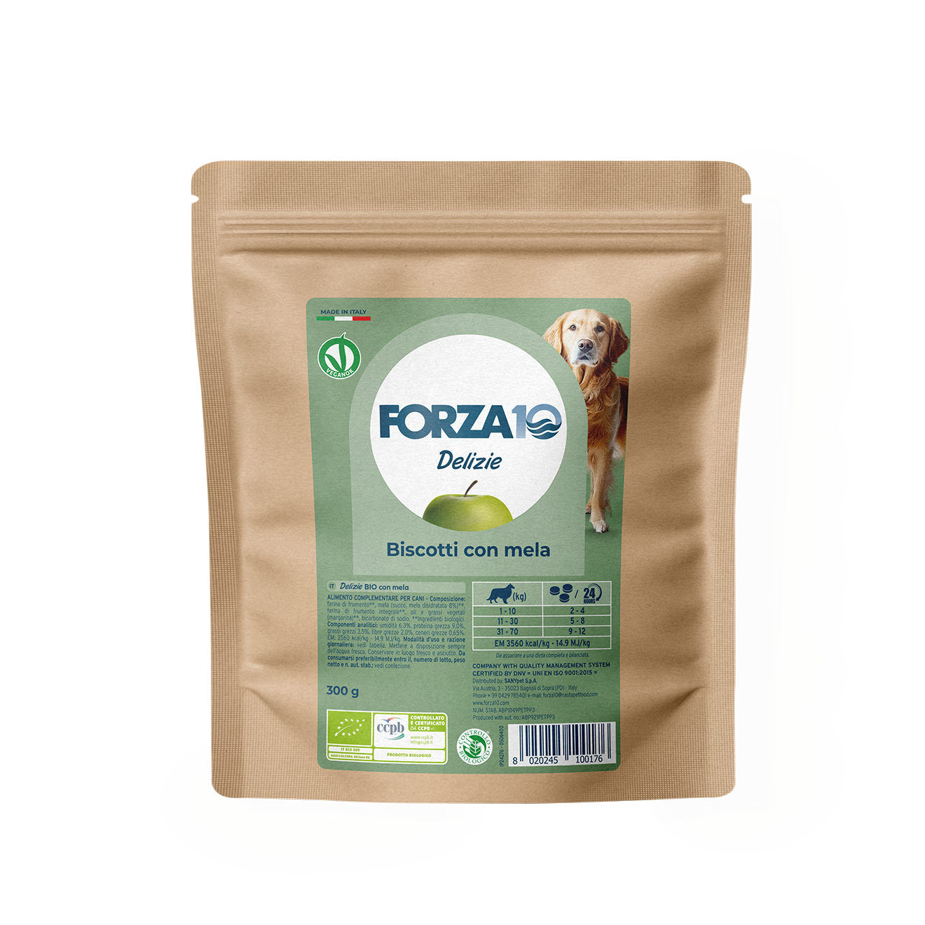 Forza10 Cani - Delizie Bio - Mela, 300 g