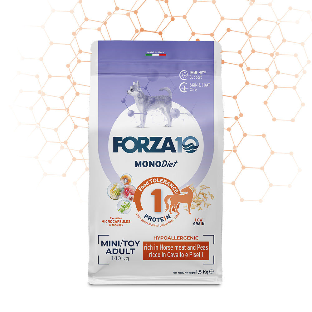Forza10 Cani - Monodiet Mini/Toy Adult, cavallo e piselli - Crocchette