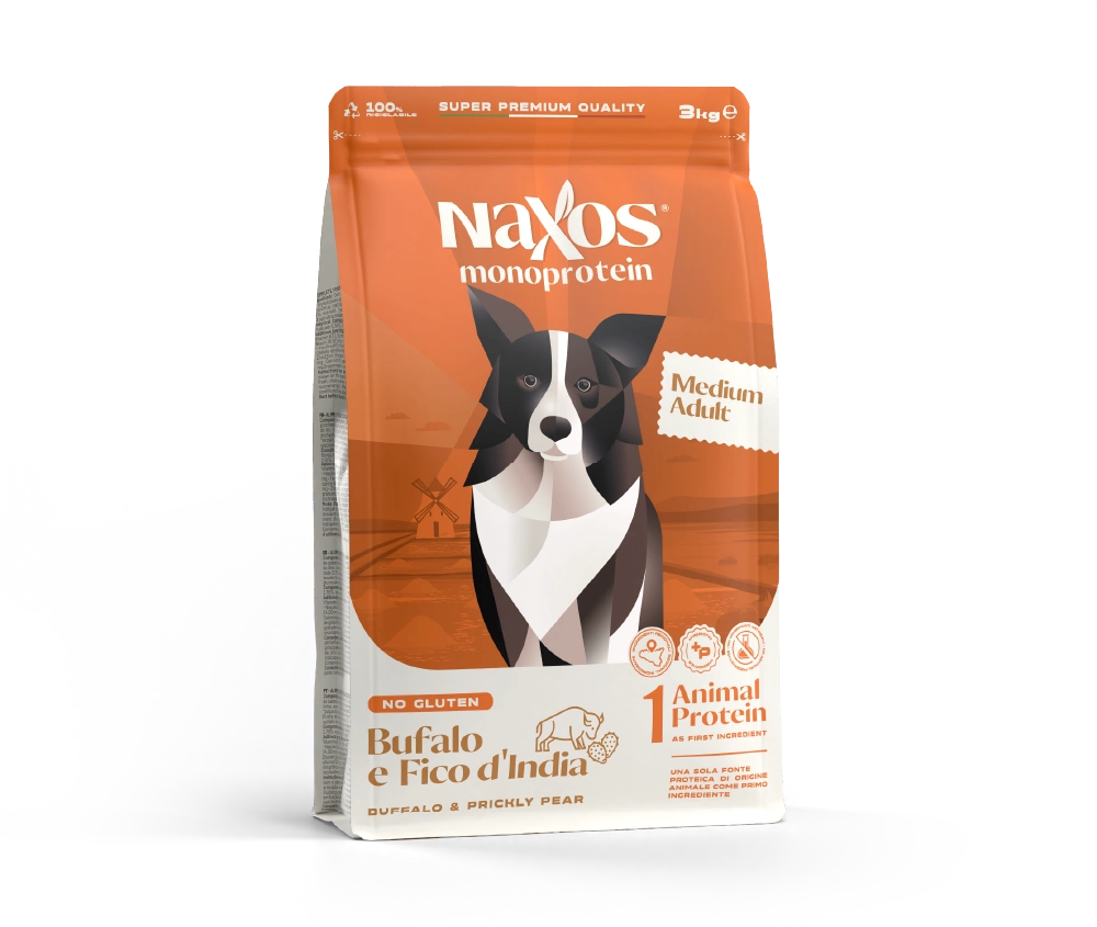 Naxos Cani Monoprotein - Crocche bufalo e fico d'India, cani di taglia Media