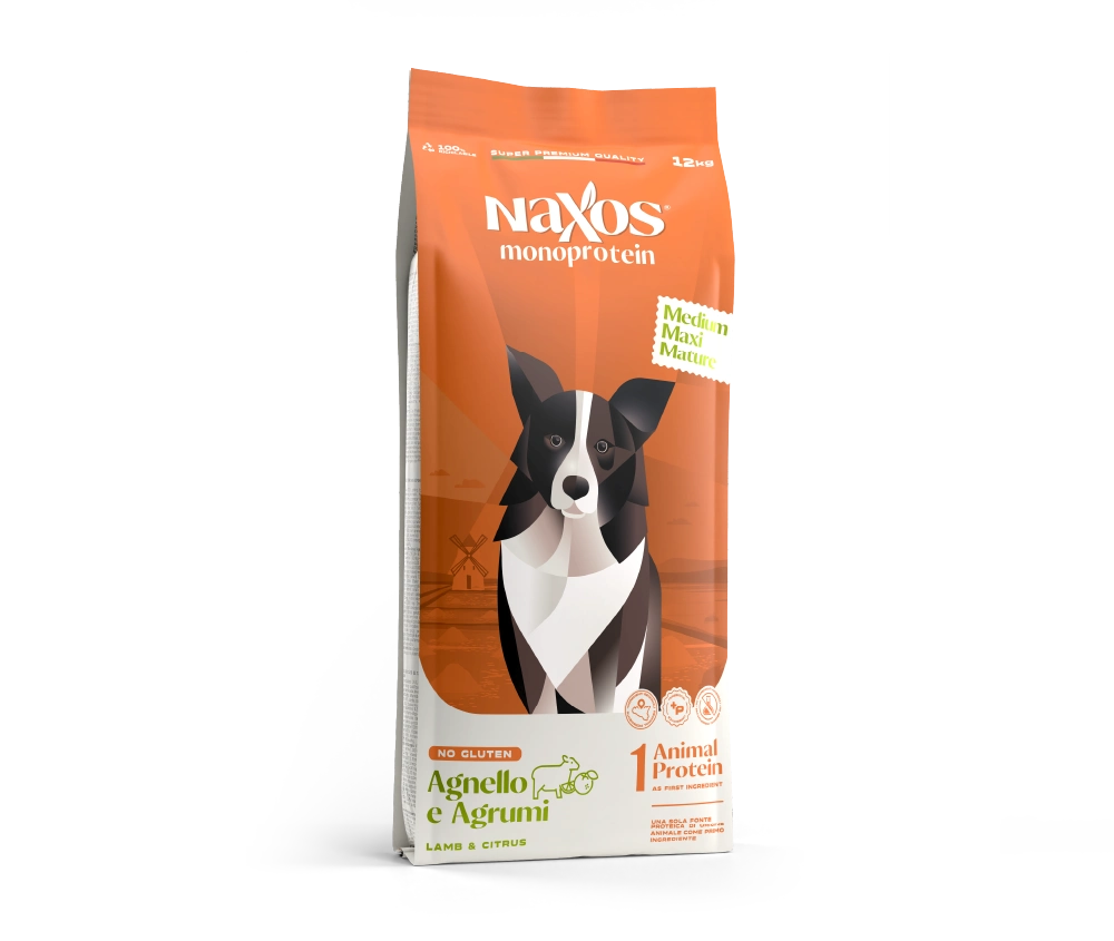 Naxos Cani Monoprotein Mature - Crocche agnello e agrumi, cani di taglia Media/Grande