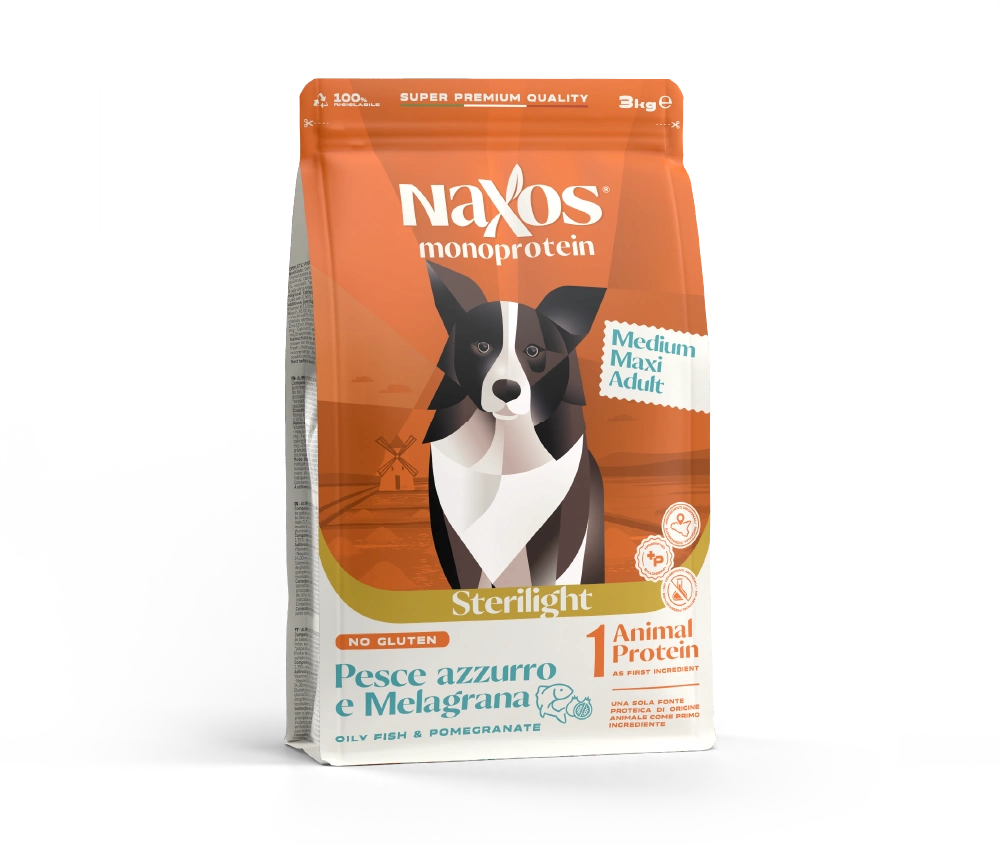 Naxos Cani Sterilight Monoprotein - Crocche pesce azzurro e melagrana, taglia Media