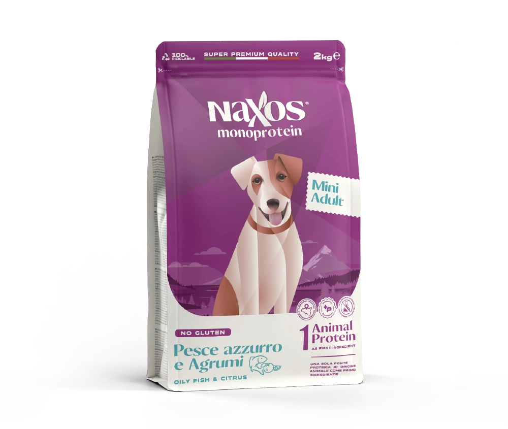 Naxos Cani Monoprotein - Crocche pesce azzurro e agrumi, taglia Piccola