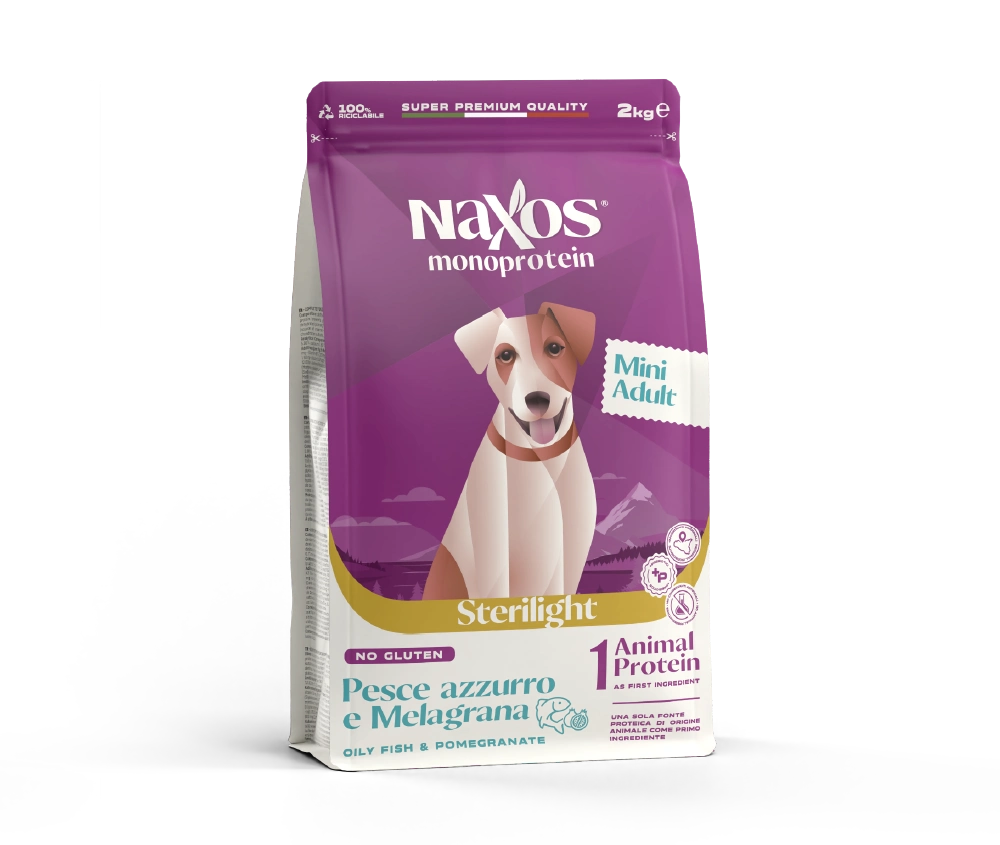 Naxos Cani Sterilight Monoprotein - Crocche pesce azzurro e melagrana, taglia piccola