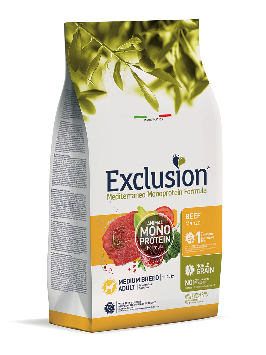 Exclusion Mediterraneo Cane Adult Manzo – Secco, taglia media