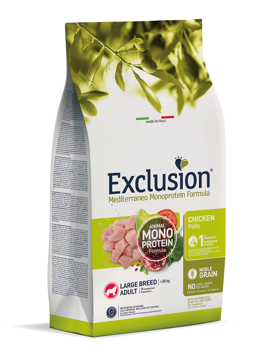 Exclusion Mediterraneo Cane Adult Pollo – Secco, taglia grande
