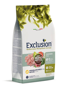 Exclusion Mediterraneo Cane Mature - Pollo – Secco, taglia media/grande