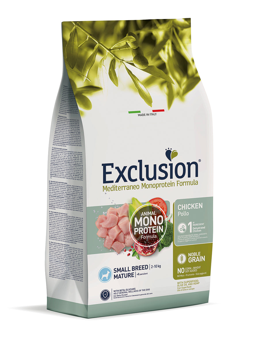 Exclusion Mediterraneo Cane Mature - Pollo – Secco, piccola taglia