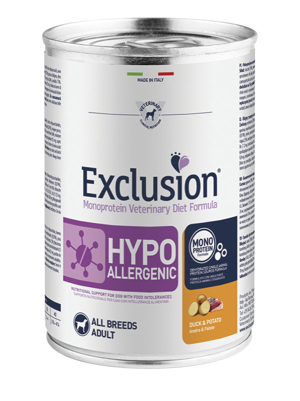 Exclusion Diet Cane – Hypoallergenic – Anatra e patata – Umido - tutte le razze