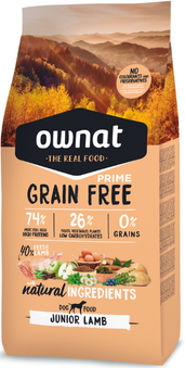 Ownat Cani Grain Free Prime - Junior Lamb - Crocchette, gusto agnello