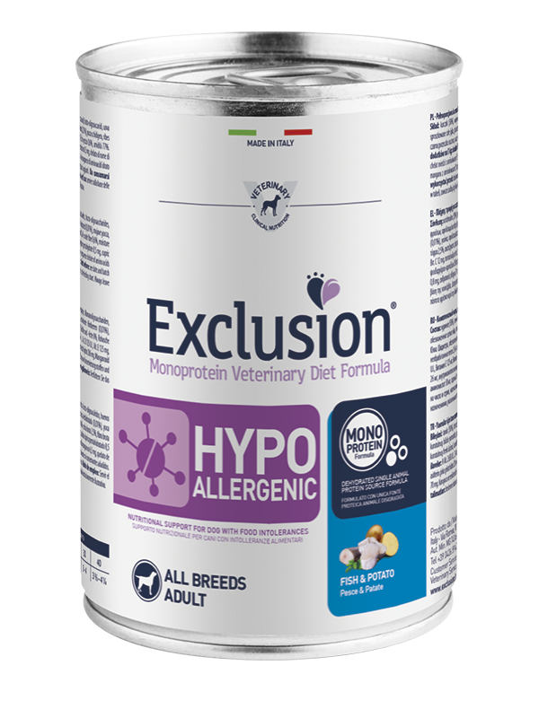 Exclusion Diet Cane – Hypoallergenic – Pesce e patata – Umido - tutte le razze