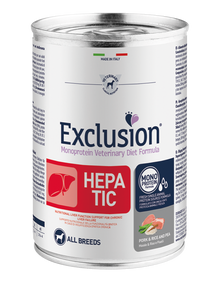 Exclusion Diet Cane – Hepatic – Maiale, riso e piselli – Umido - tutte le razze