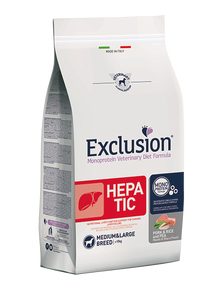 Exclusion Diet Cane – Hepatic – Maiale, riso e piselli Medium, large Breed – Secco – taglia Media/Grande