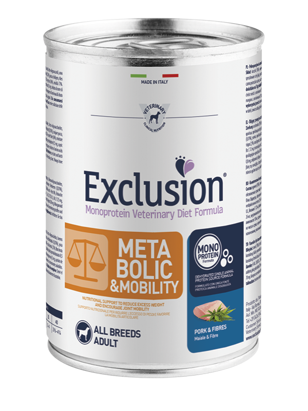 Exclusion Diet Cane – Metabolic & Mobility – Maiale e fibre – Umido - tutte le razze