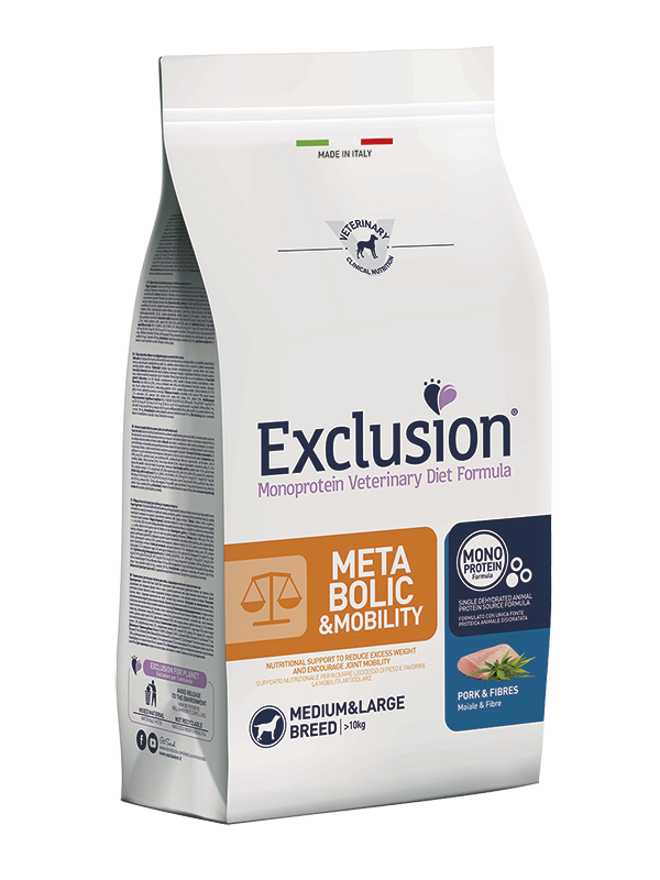 Exclusion Diet Cane – Metabolic & Mobility – Maiale e fibre – Secco – taglia Media/Grande