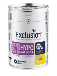Exclusion Diet Cane – Hypoallergenic – Quaglia e piselli – Umido - tutte le razze