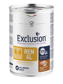 Exclusion Diet Cane – Renal – Maiale, sorgo e riso – Umido - tutte le razze