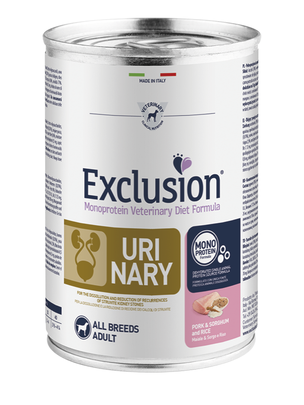 Exclusion Diet Cane – Urinary – Maiale, sorgo e riso – Umido - tutte le razze