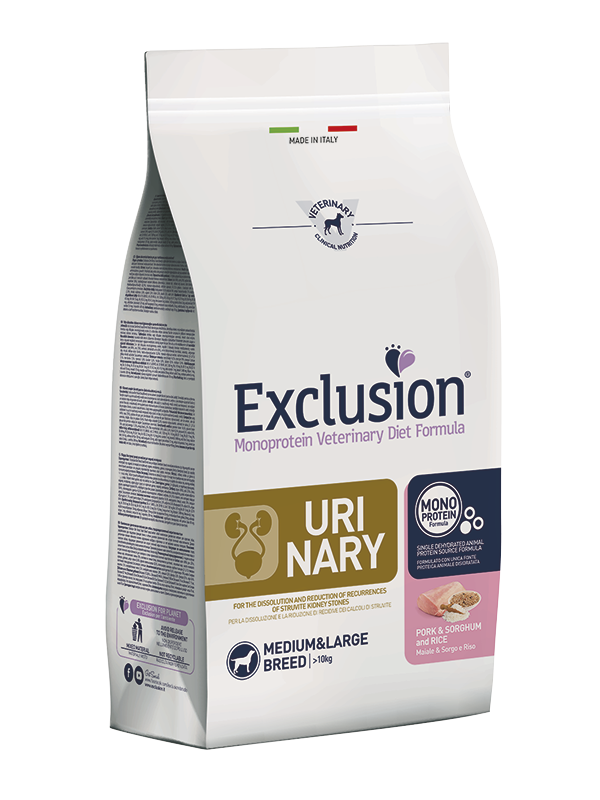 Exclusion Diet Cane – Urinary – Maiale, sorgo e riso Medium, large Breed – Secco – taglia Media/Grande
